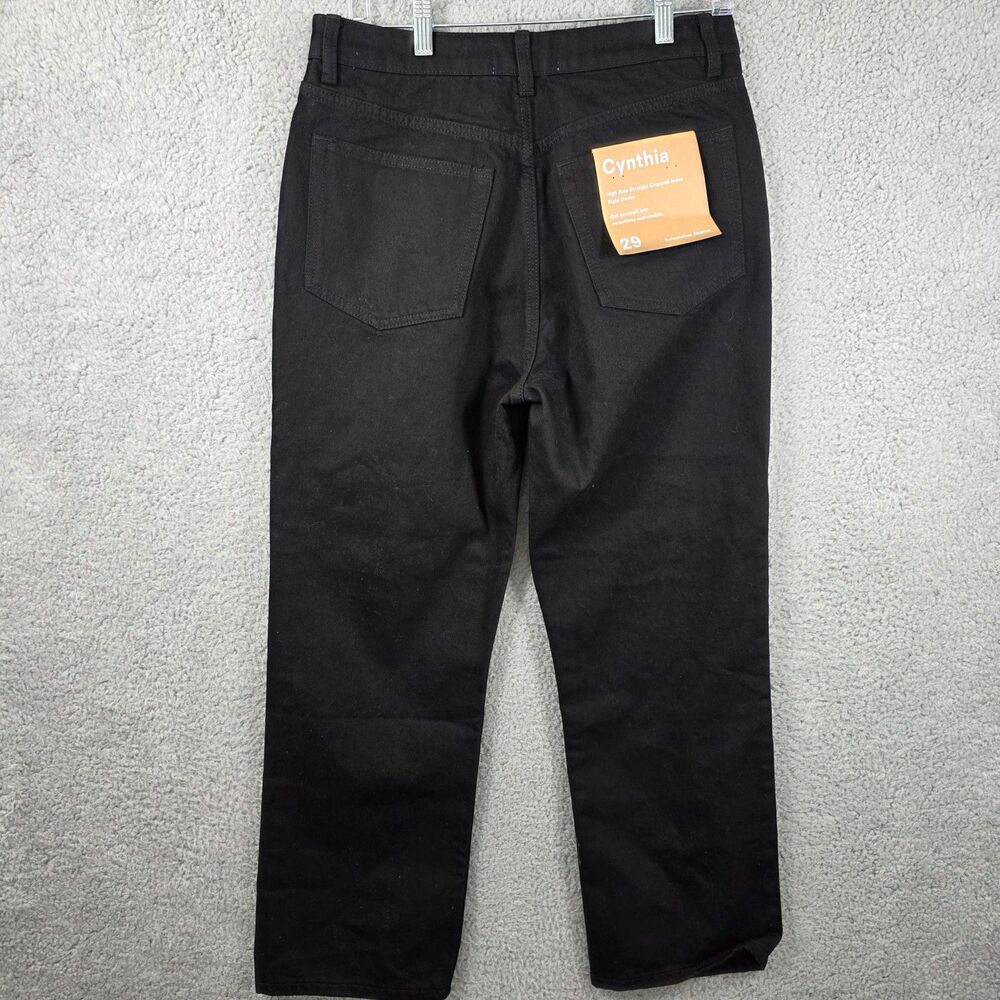 Reformation Cynthia Jeans Women's Black High-Rise Straight Cropped Denim SIze 29 - Picture 6 of 12
